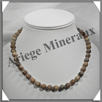 JASPE PAYSAGE- Collier Perles 8 mm - 45 cm - M007