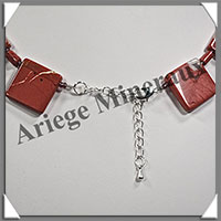 JASPE ROUGE - Collier Compos - 15 Carrs 20x20 mm - 47 cm - M001
