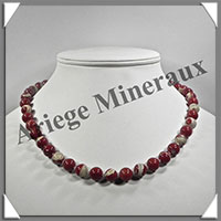 JASPE ROUGE - Collier Perles 12 mm - 47 cm - M002
