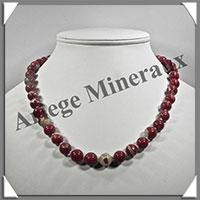 JASPE ROUGE - Collier Perles 12 mm - 48 cm - M003