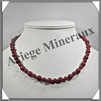 JASPE ROUGE - Collier Perles 6 et 8 mm en altern - 45 cm - M001