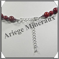 JASPE ROUGE - Collier Perles 6 et 8 mm en altern - 46 cm - M002