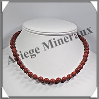 JASPE ROUGE - Collier Perles 8 mm - 43 cm - M003