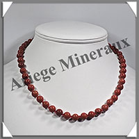 JASPE ROUGE - Collier Perles 8 mm - 46 cm - M004