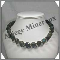 LABRADORITE - Collier Perles Facetes 14 mm - 46 cm - C001