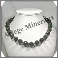 LABRADORITE - Collier Perles Facetes 14 mm - 47 cm - C003