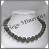 LABRADORITE - Collier Perles 14 mm - 46 cm - M001 Madagascar