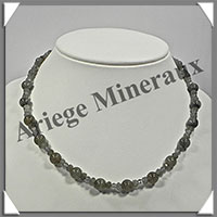 LABRADORITE - Collier Perles 4 et 10 mm en altern - 43 cm - M001