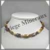 MOKAITE - Collier Compos - Rectangles Facets 15x10 mm et Perles 8 mm alternes - 43 cm - C010 Australie