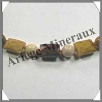 MOKAITE - Collier Compos - Rectangles Facets 15x10 mm et Perles 8 mm alternes - 43 cm - C010