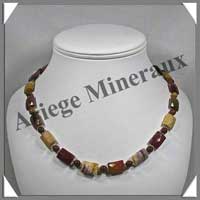 MOKAITE - Collier Compos - Rectangles Facets 15x10 mm et Perles 6 mm alternes - 47 cm - C014