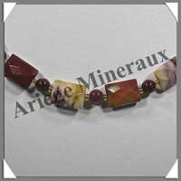 MOKAITE - Collier Compos - Rectangles Facets 15x10 mm et Perles 6 mm alternes - 47 cm - C014