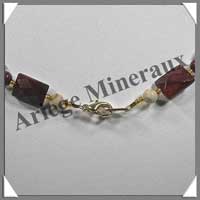 MOKAITE - Collier Compos - Rectangles Facets 15x10 mm et Perles 6 mm alternes - 47 cm - C014