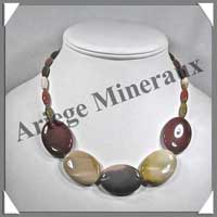 MOKAITE - Collier Compos - 5 Ovales 35x25 mm et Tubes 15 mm - 50 cm - C016