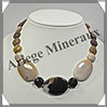MOKAITE - Collier Compos - 3 Ovales 35x25 mm et Disques 14 mm en dgrad - 44 cm - C042 Australie
