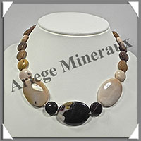 MOKAITE - Collier Compos - 3 Ovales 35x25 mm et Disques 14 mm en dgrad - 44 cm - C042