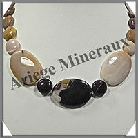 MOKAITE - Collier Compos - 3 Ovales 35x25 mm et Disques 14 mm en dgrad - 44 cm - C042