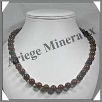 OBSIDIENNE BRUNE - Collier Perles 10 mm - 49 cm - M003