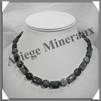 OEIL DE CHAT (ou CYMOPHANE) - Collier Compos - Disques 12 mm et Rectangles 10x14 mm alterns - 44 cm - C021