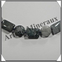 OEIL DE CHAT (ou CYMOPHANE) - Collier Compos - Disques 12 mm et Rectangles 10x14 mm alterns - 44 cm - C021