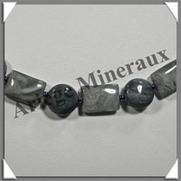 OEIL DE CHAT (ou CYMOPHANE) - Collier Compos - Disques 12 mm et Rectangles 10x14 mm alterns - 47 cm - C026