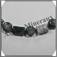 OEIL DE CHAT (ou CYMOPHANE) - Collier Compos - Disques 12 mm et Rectangles 10x14 mm alterns - 47 cm - C027