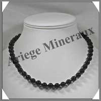 ONYX NOIR - Collier Perles 8 mm - 46 cm - M002