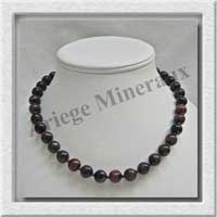 OEIL DE TAUREAU - Collier Perles 10 mm - 46 cm - A004