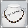 OEIL DE TIGRE - Collier Compos - Coeurs de 12 mm et Perles de 4 mm alterns - 45 cm - C001 Afrique du Sud