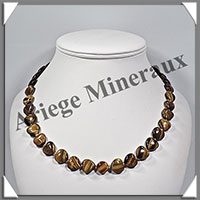 OEIL DE TIGRE - Collier Compos - Coeurs de 12 mm - 45 cm - C002