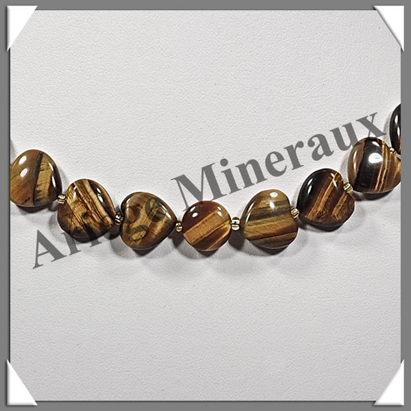 OEIL DE TIGRE - Collier Compos - Coeurs de 12 mm - 45 cm - C002