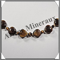 OEIL DE TIGRE - Collier Compos - Coeurs de 12 mm et Perles de 4 mm alterns - 45 cm - C003