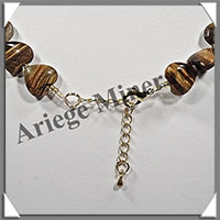 OEIL DE TIGRE - Collier Compos - Coeurs de 12 mm et Perles de 4 mm alterns - 45 cm - C003