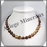 OEIL DE TIGRE - Collier Compos - Coeurs de 12 mm - 44 cm - C004