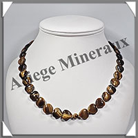 OEIL DE TIGRE - Collier Compos - Coeurs de 12 mm - 44 cm - C005