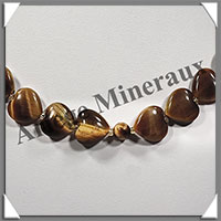 OEIL DE TIGRE - Collier Compos - Coeurs de 12 mm - 44 cm - C005