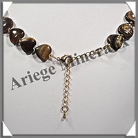 OEIL DE TIGRE - Collier Compos - Coeurs de 12 mm - 44 cm - C006