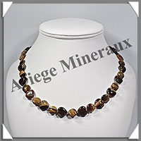OEIL DE TIGRE - Collier Compos - Coeurs et Disques de 12 mm - 45 cm - C007