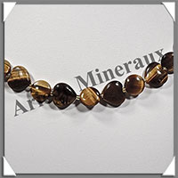 OEIL DE TIGRE - Collier Compos - Coeurs et Disques de 12 mm - 45 cm - C007