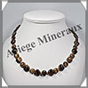 OEIL DE TIGRE - Collier Compos - Coeurs et Disques de 12 mm - 45 cm - C008 Afrique du Sud