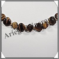 OEIL DE TIGRE - Collier Compos - Coeurs et Disques de 12 mm - 45 cm - C008