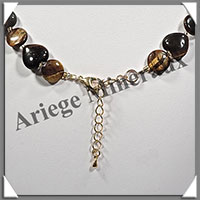 OEIL DE TIGRE - Collier Compos - Coeurs et Disques de 12 mm - 45 cm - C008
