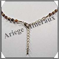 OEIL DE TIGRE - Collier Compos - Carrs de 10  15 mm en dgrad - 43 cm - C002