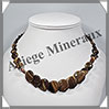 OEIL DE TIGRE - Collier Compos - Disques de 10  18 mm en dgrad - 43 cm - C003 Afrique du Sud