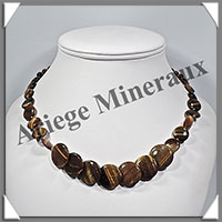 OEIL DE TIGRE - Collier Compos - Disques de 10  18 mm en dgrad - 43 cm - C003