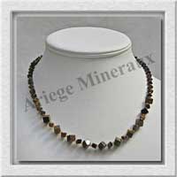 OEIL DE TIGRE - Collier Compos - Cubes 4 et 6 mm en dgrad - 47 cm - C001