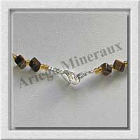 OEIL DE TIGRE - Collier Compos - Cubes 4 et 6 mm en dgrad - 47 cm - C001