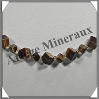 OEIL DE TIGRE - Collier Compos - Cubes 4 et 6 mm en dgrad - 47 cm - C002