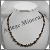 OEIL DE TIGRE - Collier Compos - Cubes 4 et 6 mm en dgrad - 47 cm - C003