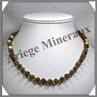 OEIL DE TIGRE - Collier Compos - Cubes 6 mm - 46 cm - C002